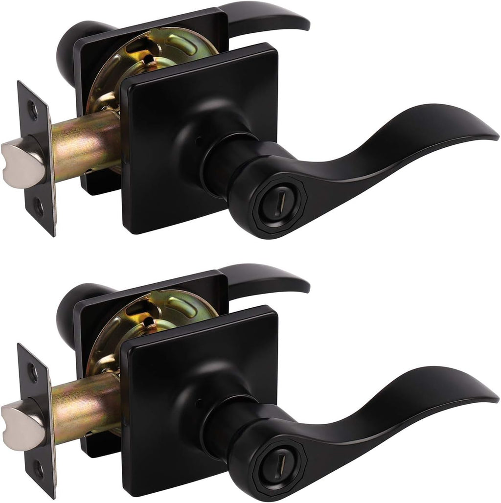 Black Keyless Privacy Door Lever Handles 5 Pack A354