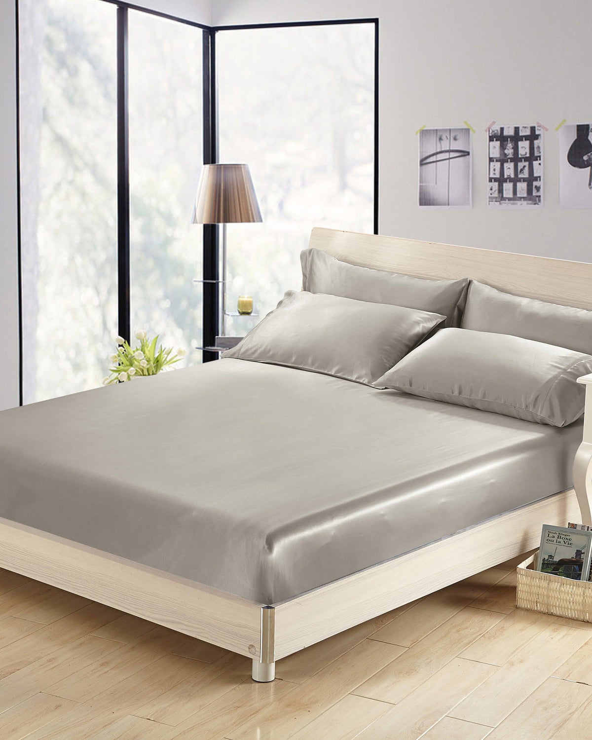 Fitted Sheet Seamless 19 Momme Silvergray 152 x 203 + 40cm Y271