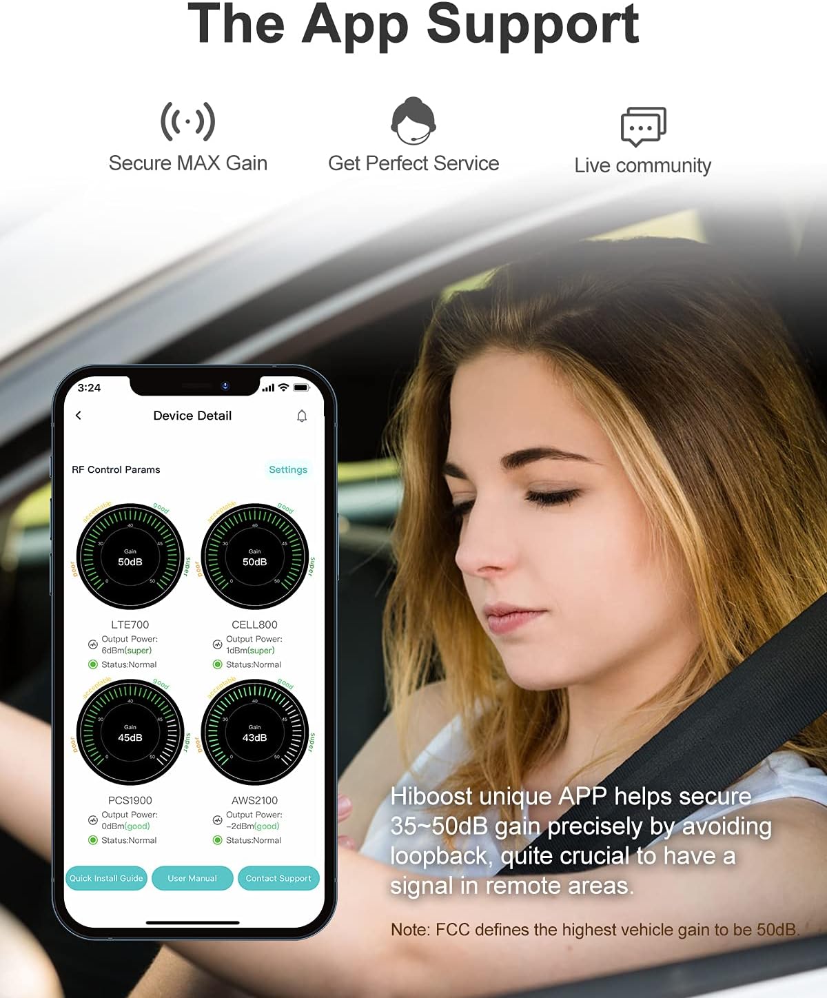 Car Cell Phone Booster with Magnetic Roof Antenna T3086