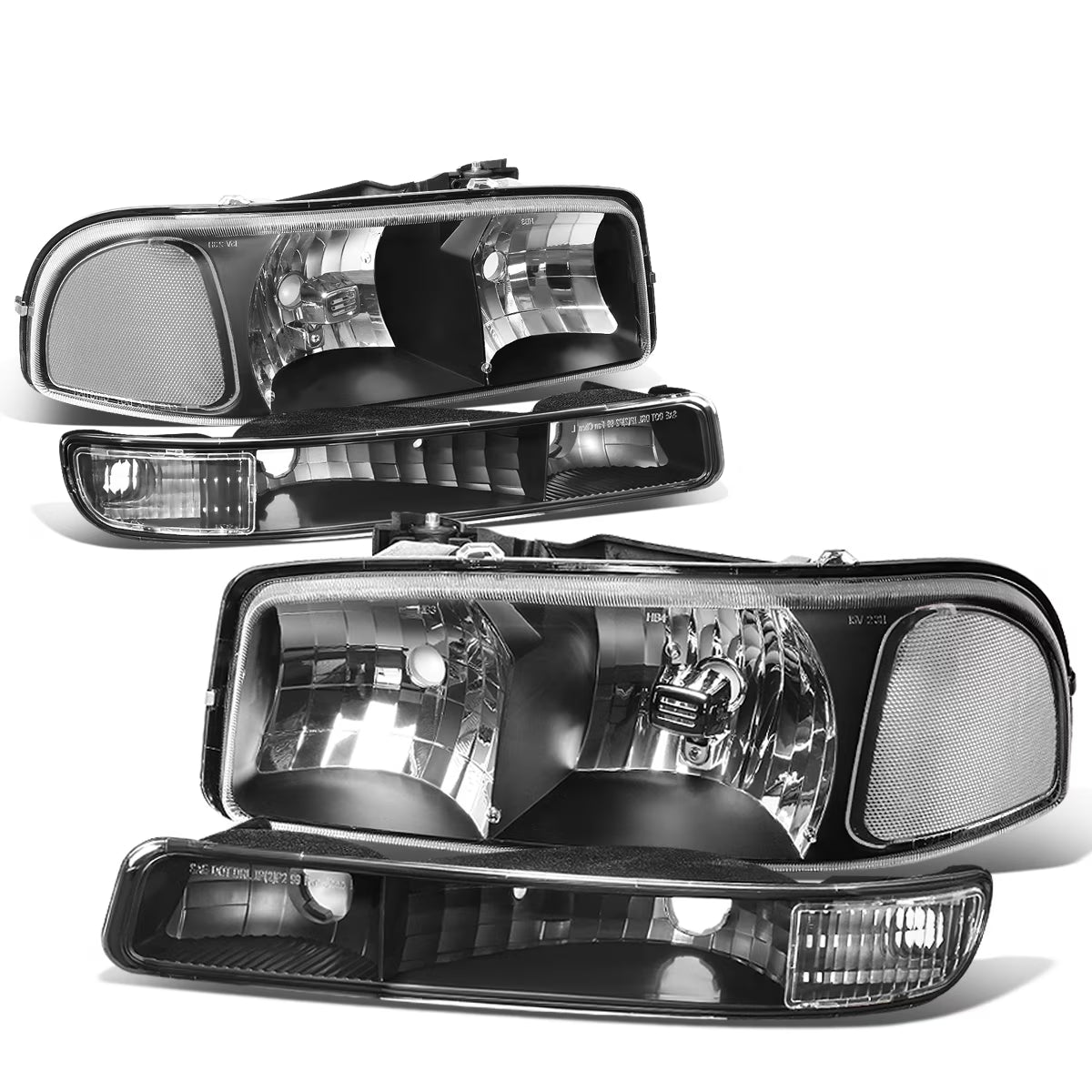 Black Housing Headlight and Clear Corner Bumper Light J6840