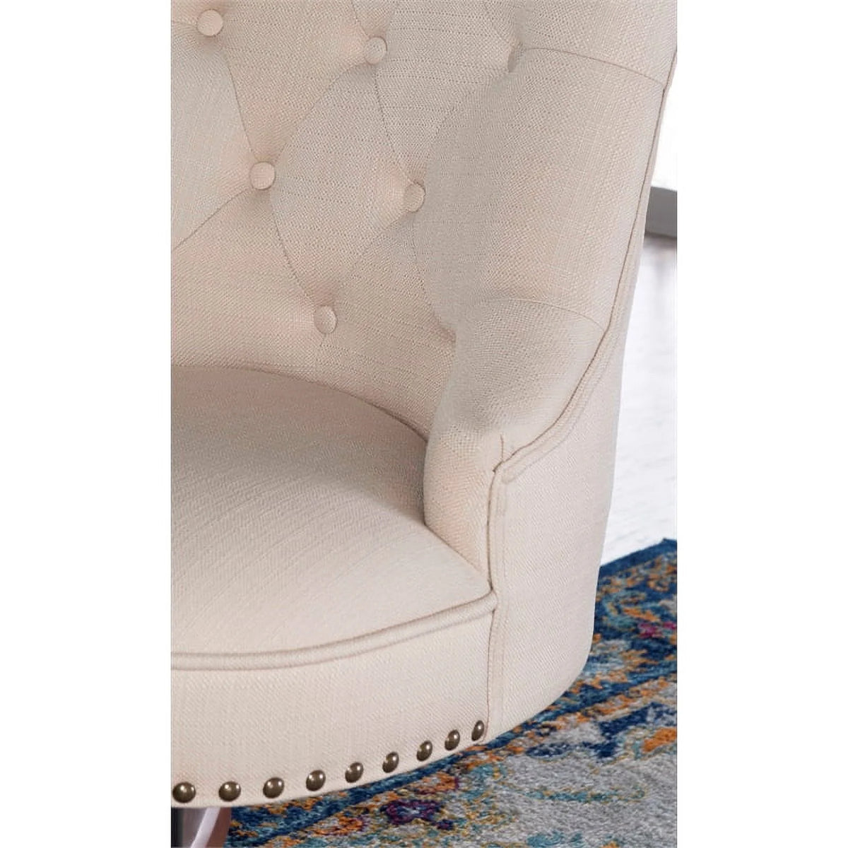 Wood Upholstered Office Chair Beige U248
