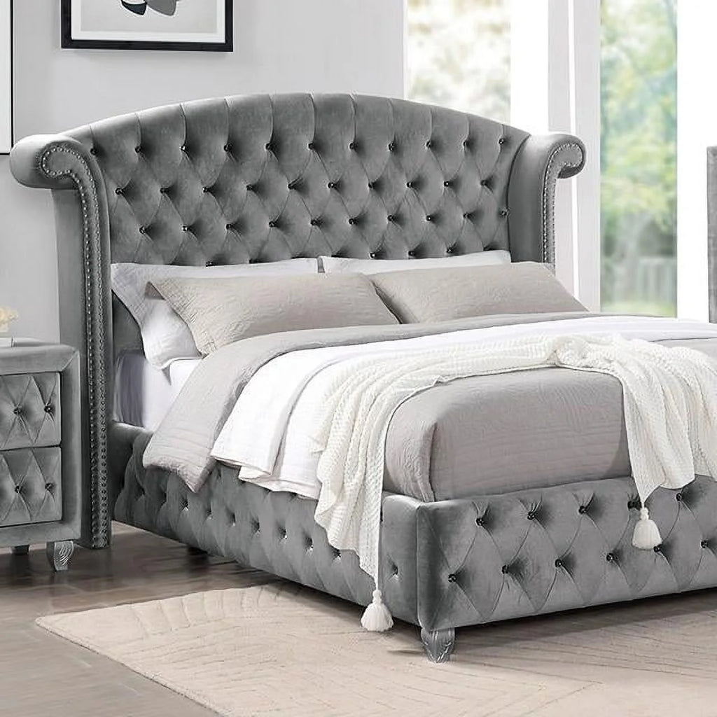Gray Solid Wood King Bedroom Set 6pcs N941