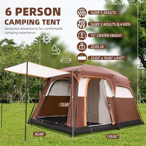 6 Person Waterproof Windproof Pop-Up Tent with Carry Bag K3630