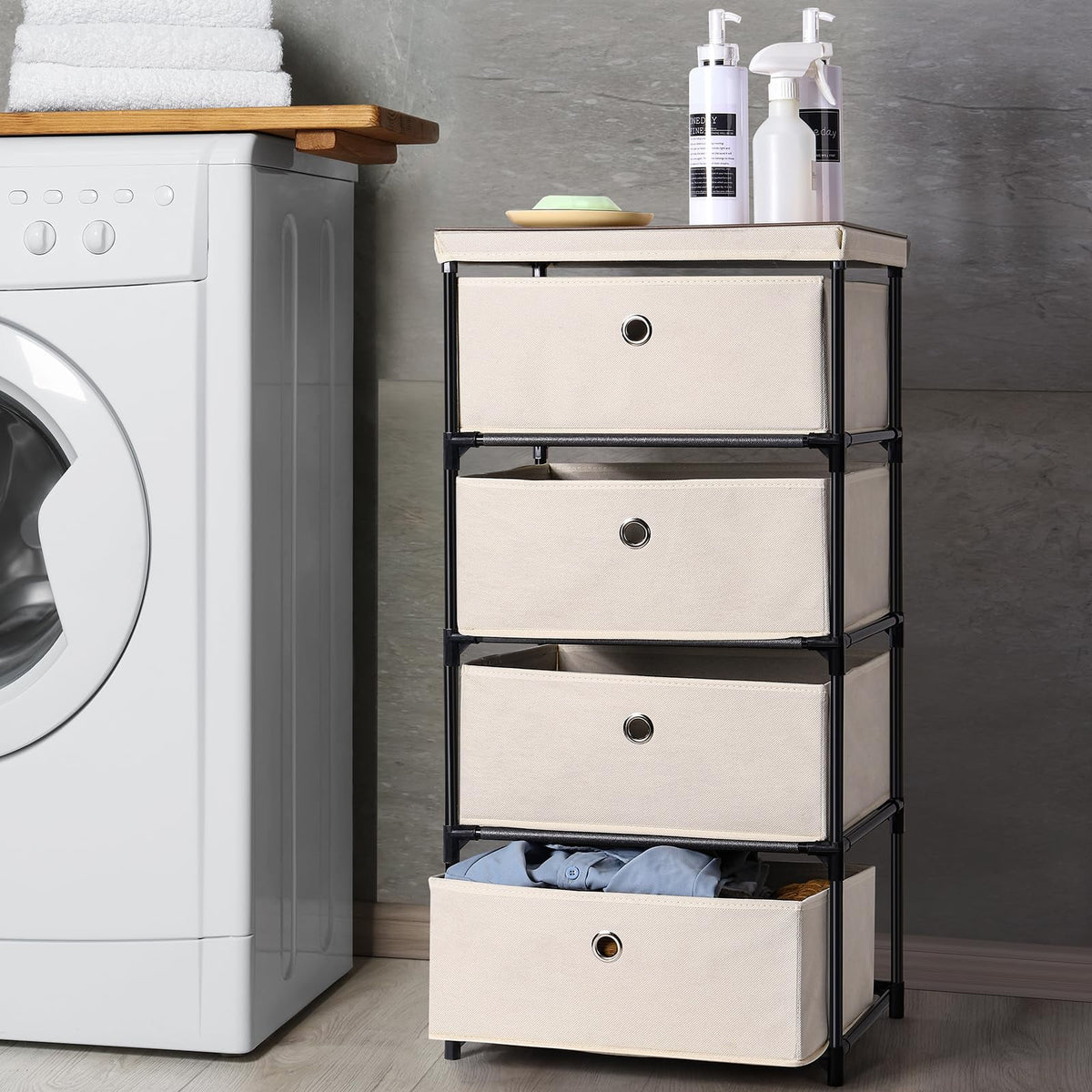 4 Drawer Fabric Storage Nightstand A488995