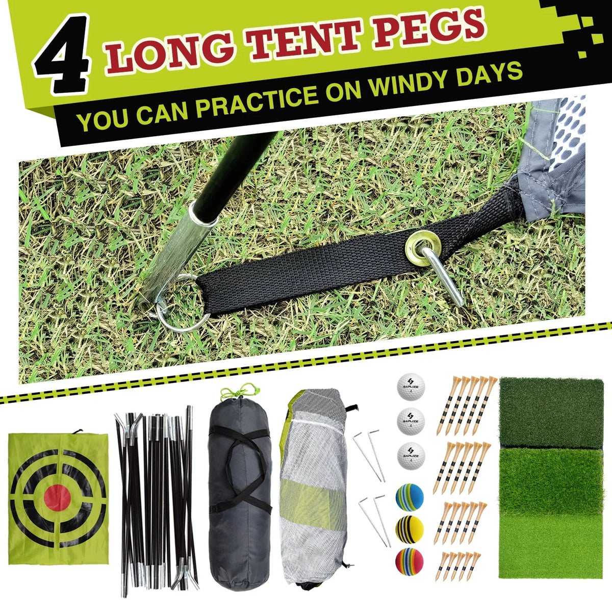 10 x 7 ft Golf Practice Net with Mat, Tees and Balls N11788