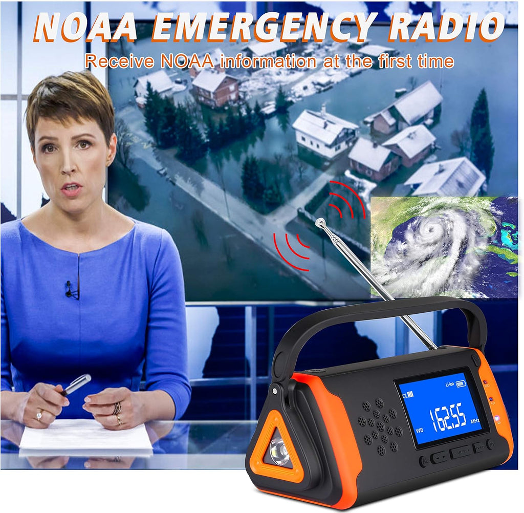 Solar Powered Hand Crank AM/FM/NOAA Weather Alert Radio with LED Flashlight Q842411