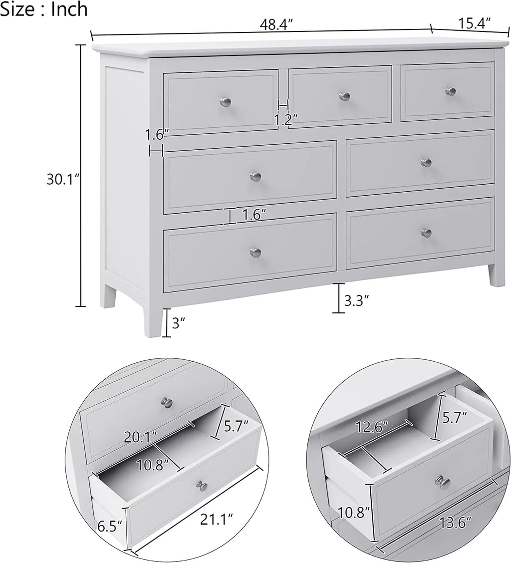 White 3 Piece Wood Bedroom Set with Full Size Bed L2037