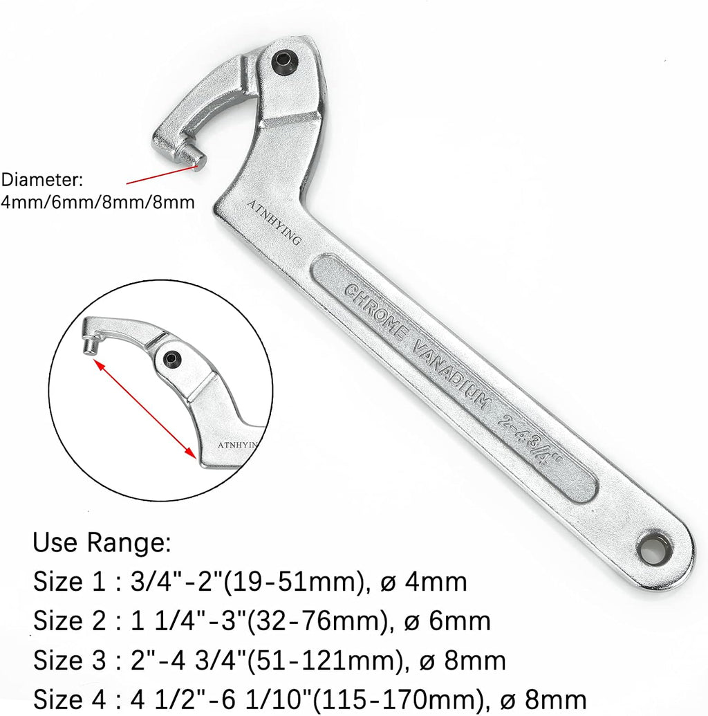 4 pcs Adjustable Spanner Wrench Set E615059