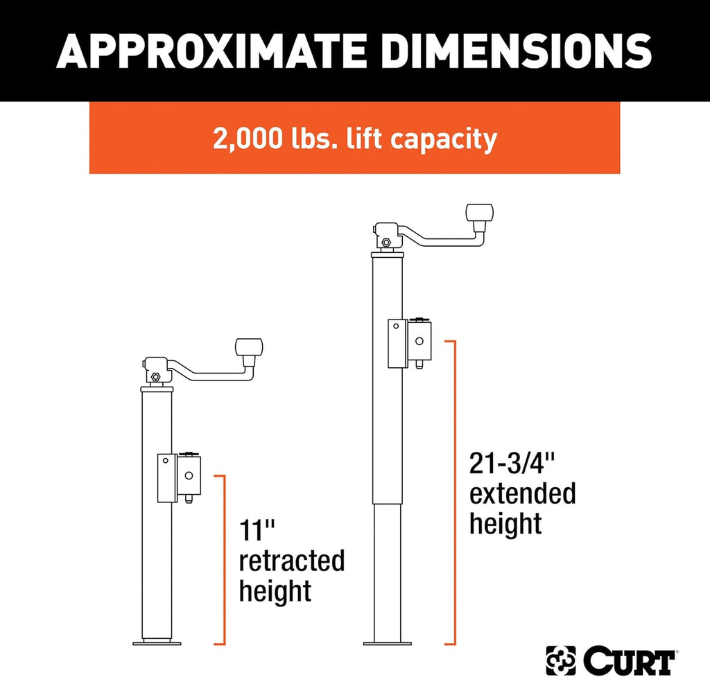Weld-On Pipe-Mount Swivel Trailer Jack, 2,000 lbs. 10-3/4 Inches Vertical Travel Pack of 2 A440