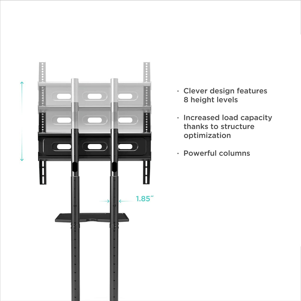 Mobile TV Stand Rolling TV Cart for 40 to 65 Inch LCD LED TV Screens with Wheels Shelves L92888