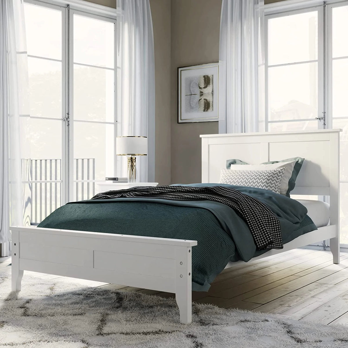 White 3 Piece Wood Bedroom Set with Full Size Bed L2037
