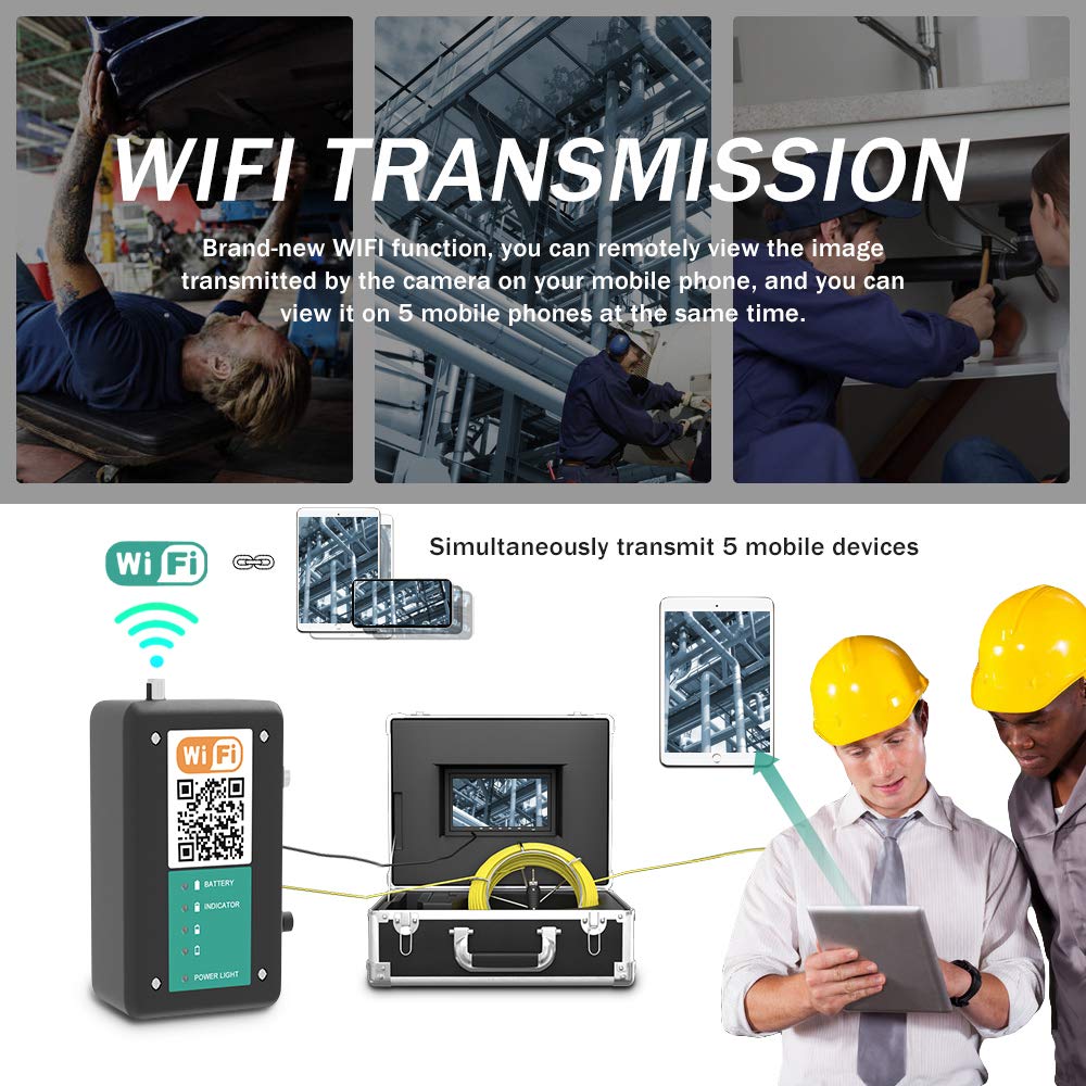 65ft WiFi Waterproof IP68 HD 1080P Sewer Camera I4054