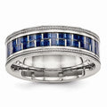 Stainless Steel Ring with Blue Carbon Fiber Inlay P106856