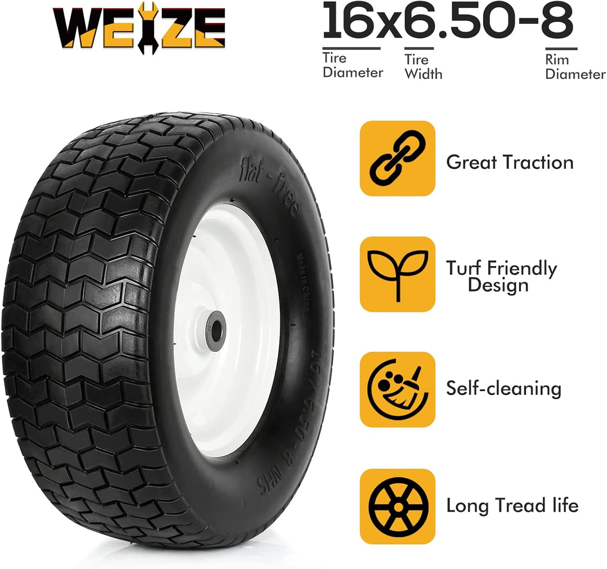16x6.50-8 Lawn Tires with Rim, Set of 2 M3609