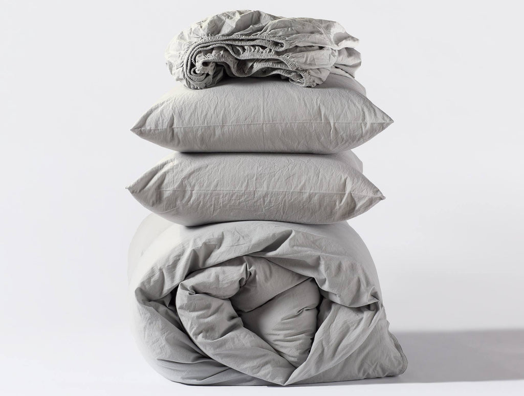 Organic Crinkled Percale Sheet Set Queen Pewter C668733