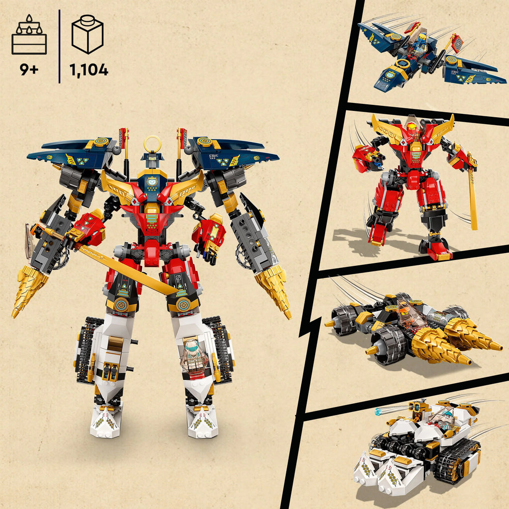 4 in 1 Mech Set with Toy Car, Jet Plane and Tank Toys plus 7 Minifigures Y45936