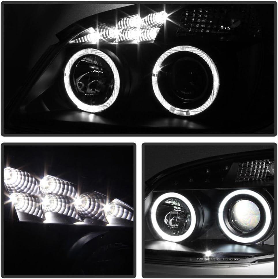 Black LED DRL Halo Projector Headlights Driver Passenger Side V36423