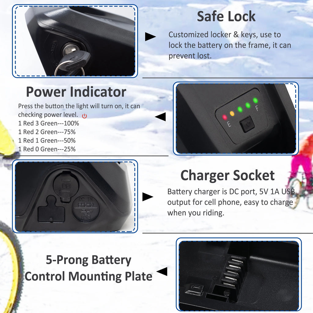 36V 20Ah Lithium Ebike Battery with 3A Charger Y2640