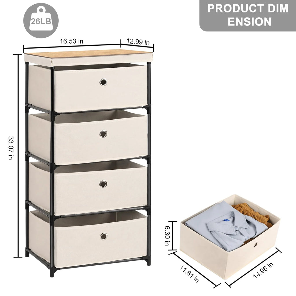 4 Drawer Fabric Storage Nightstand A488995