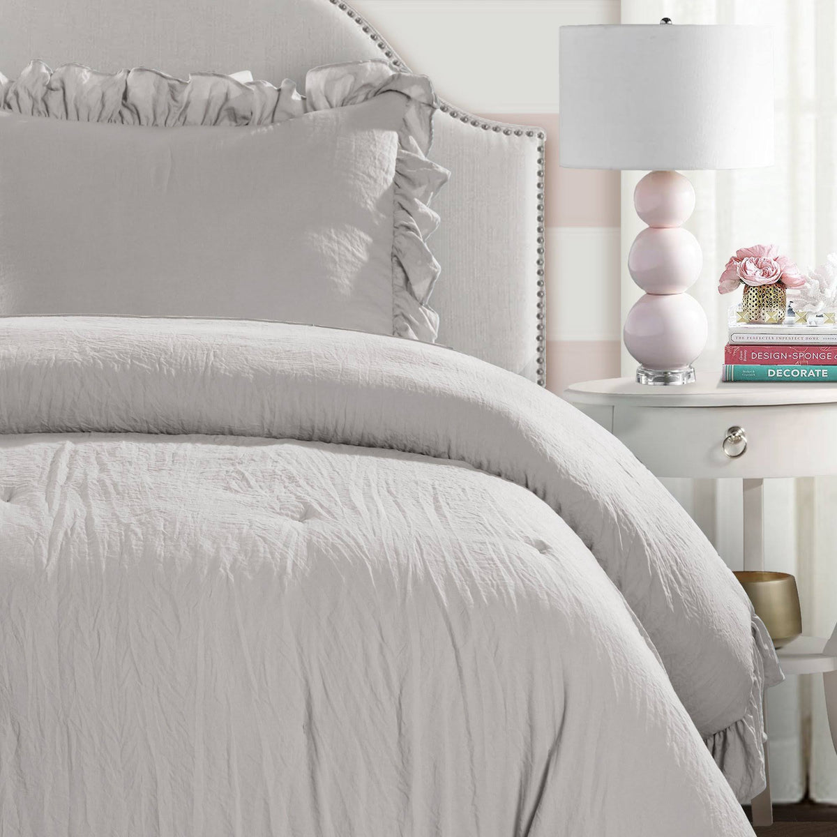 King Light Gray Comforter Set K790