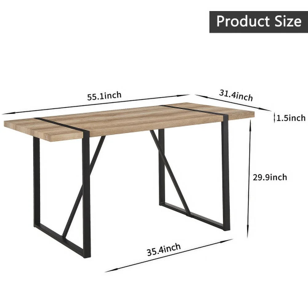 55" Rustic Industrial Rectangular MDF Wood Dining Table T3947