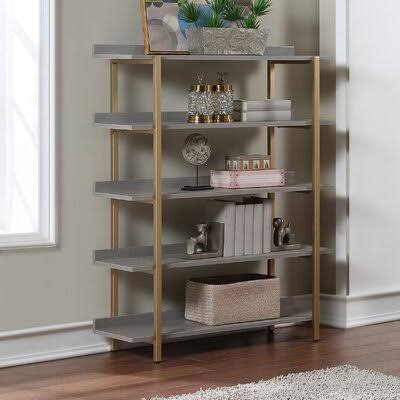 Antique Gray Steel Etagere Bookcase T57913