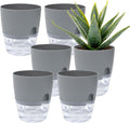 6 Pack Grey Plastic Self Watering Plant Pot Y14090