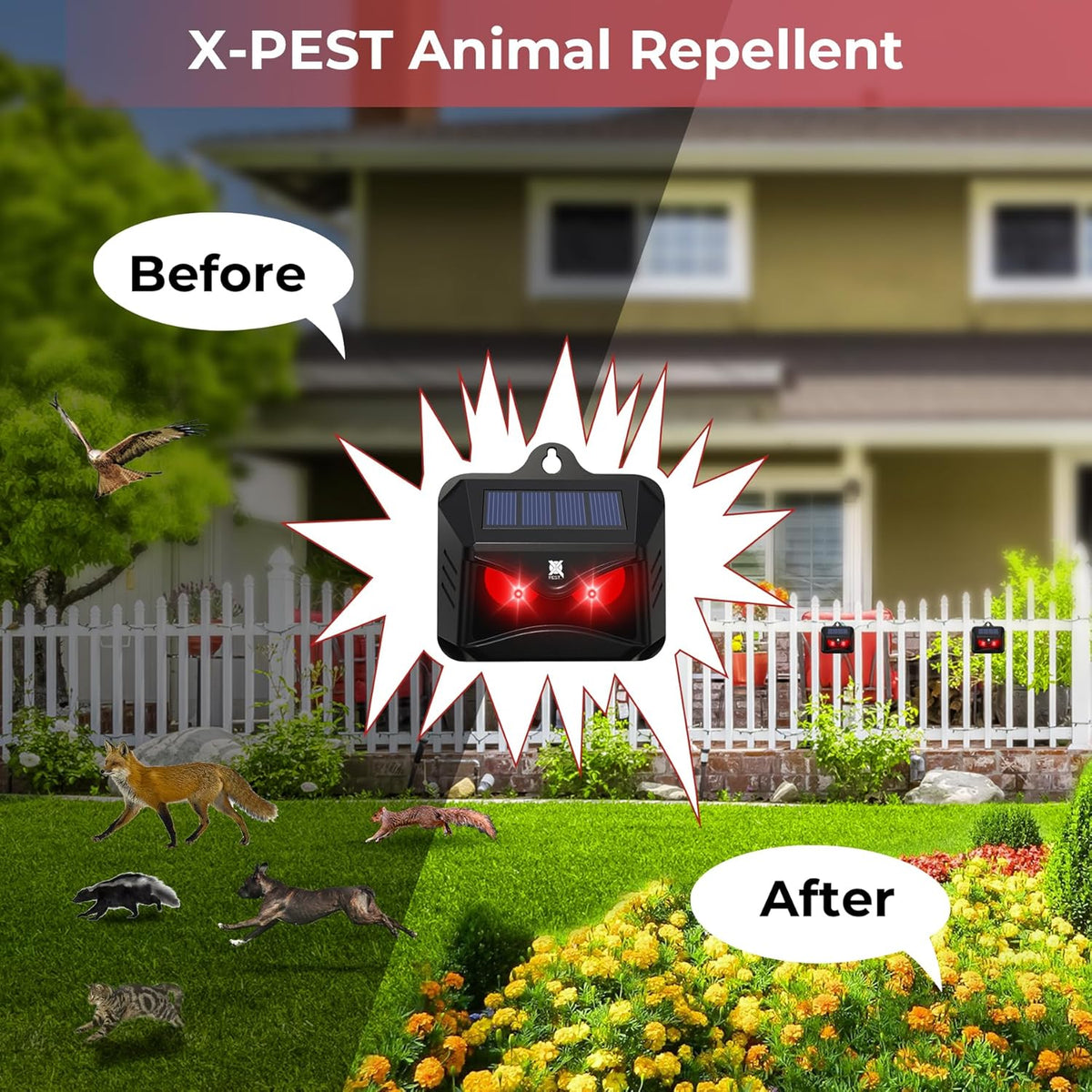 Red Led Light Outdoor Animal Repeller T864078