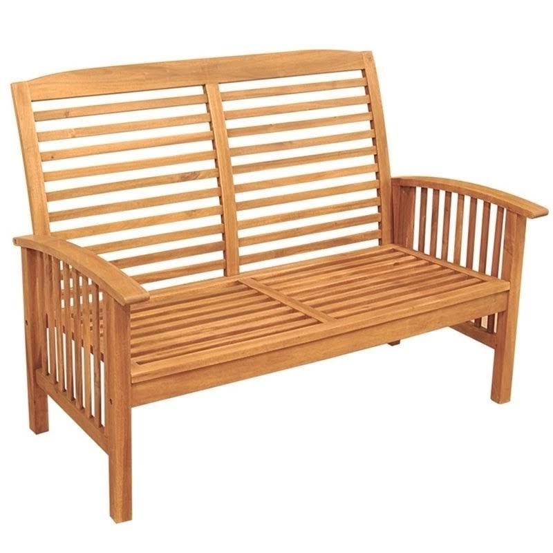 Brown Acacia Wood Outdoor Loveseat K954