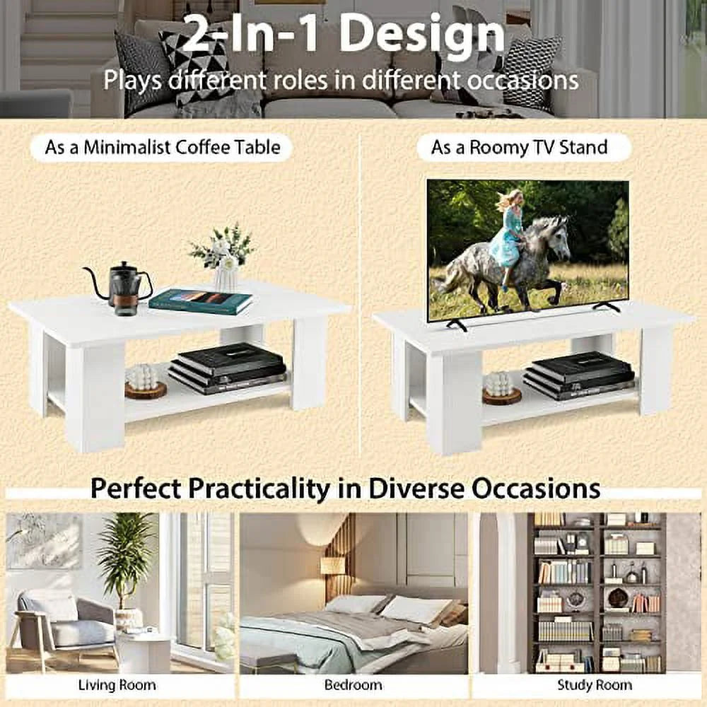 White Coffee Table with Storage X7073