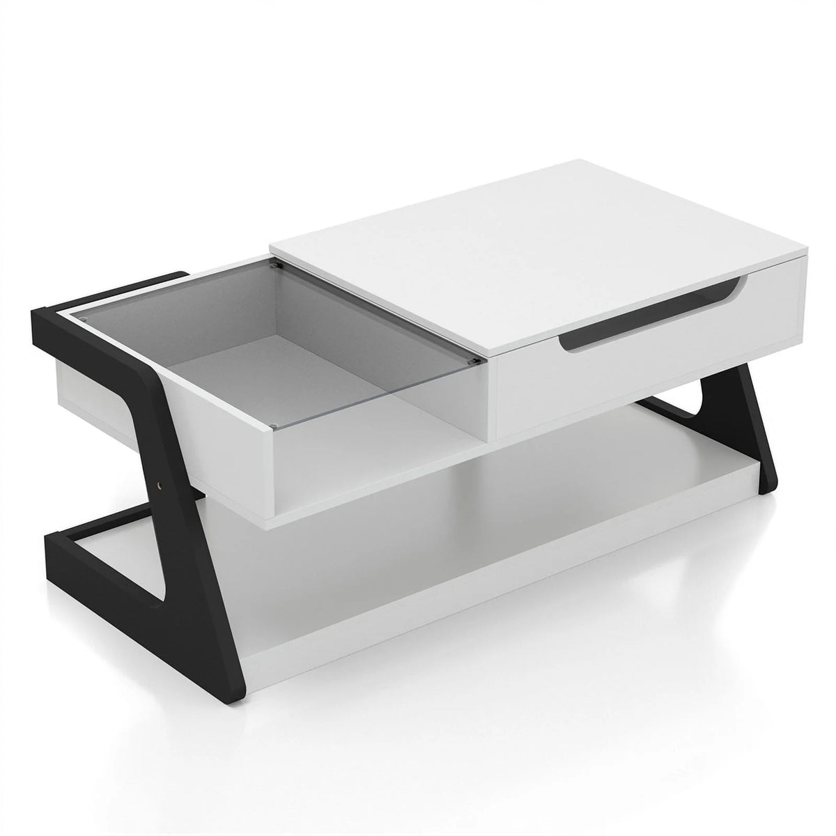 White Wood Lift-Top Storage Coffee Table D5978
