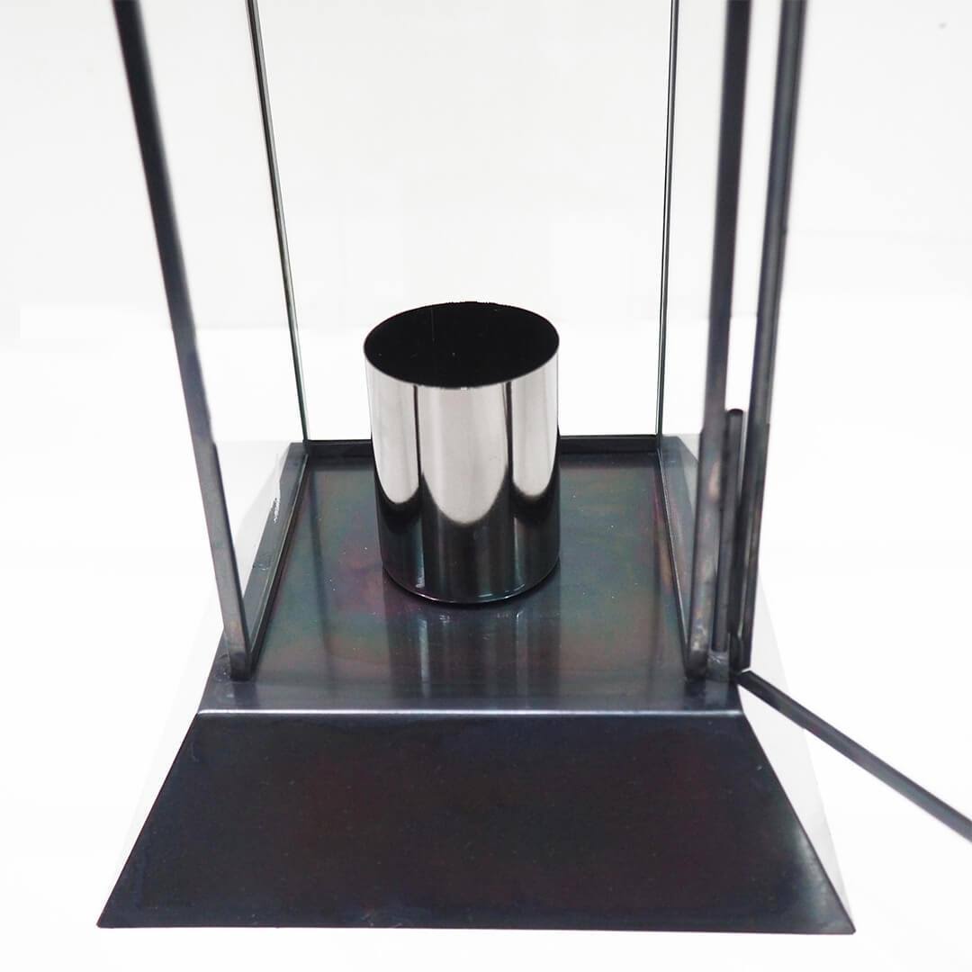 Black Glass Taper Candle Lantern Set K796705