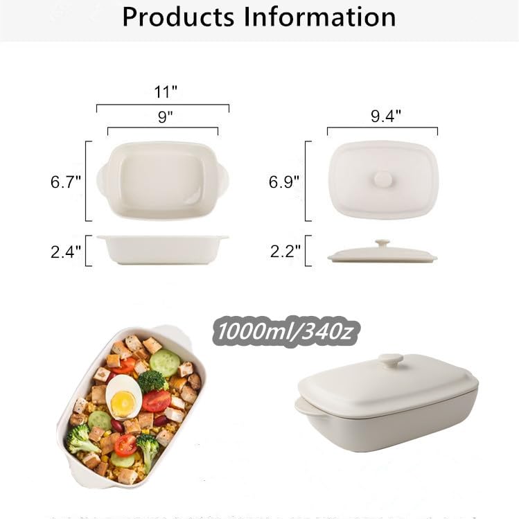 33oz Ceramic Rectangular Baking Dish with Lid A45397
