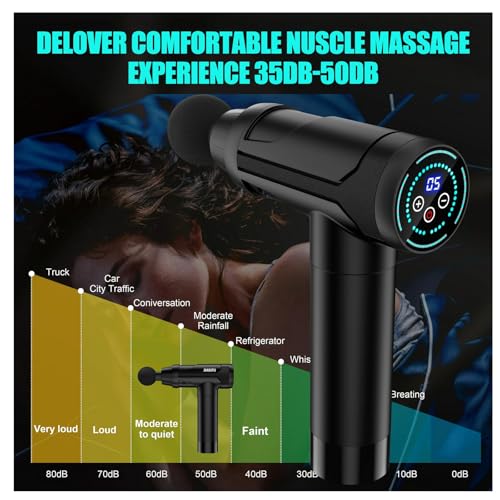 Black Percussion Massage Gun with 6 Replacement Heads I513
