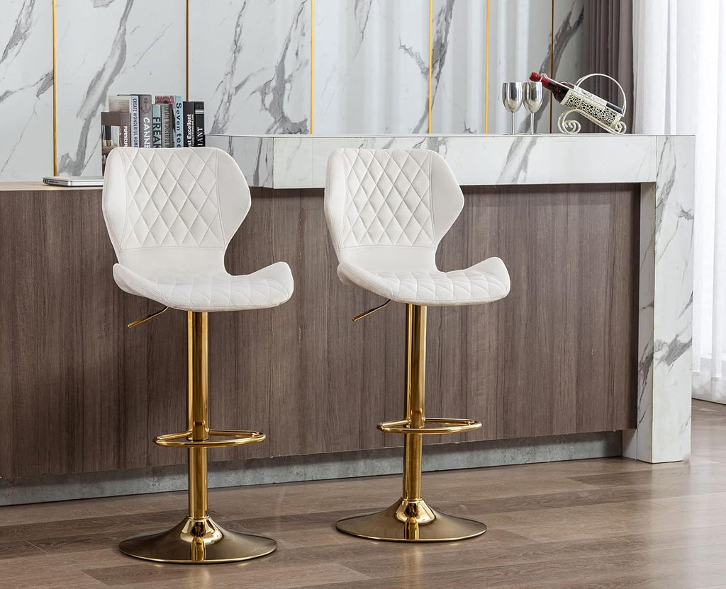 Cream Velvet Swivel Bar Stools Set of 4 S178