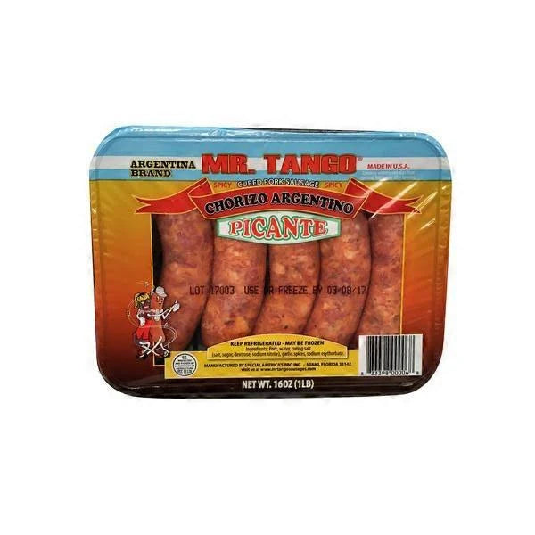 Spicy Cured Pork Sausage Chorizo Argentino Picante - 16 oz Z38336