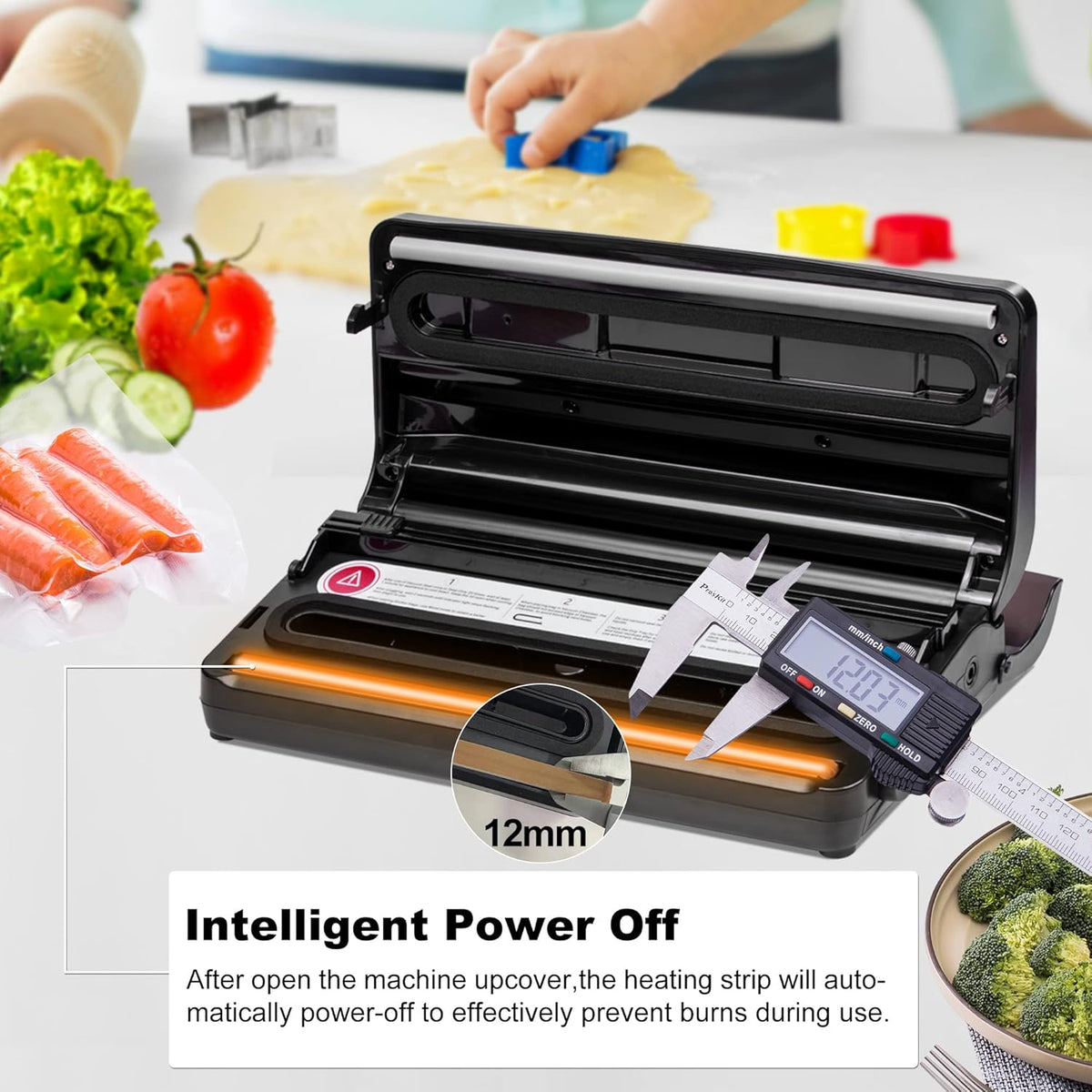 8 in 1 Automatic Vacuum Sealer Machine with Vacuum Bags & Roller Storage, Cutter, Black M48477
