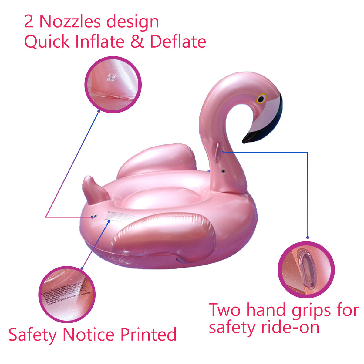 Inflatable Flamingo Pool Float Toy 60x60x34 inches I2196