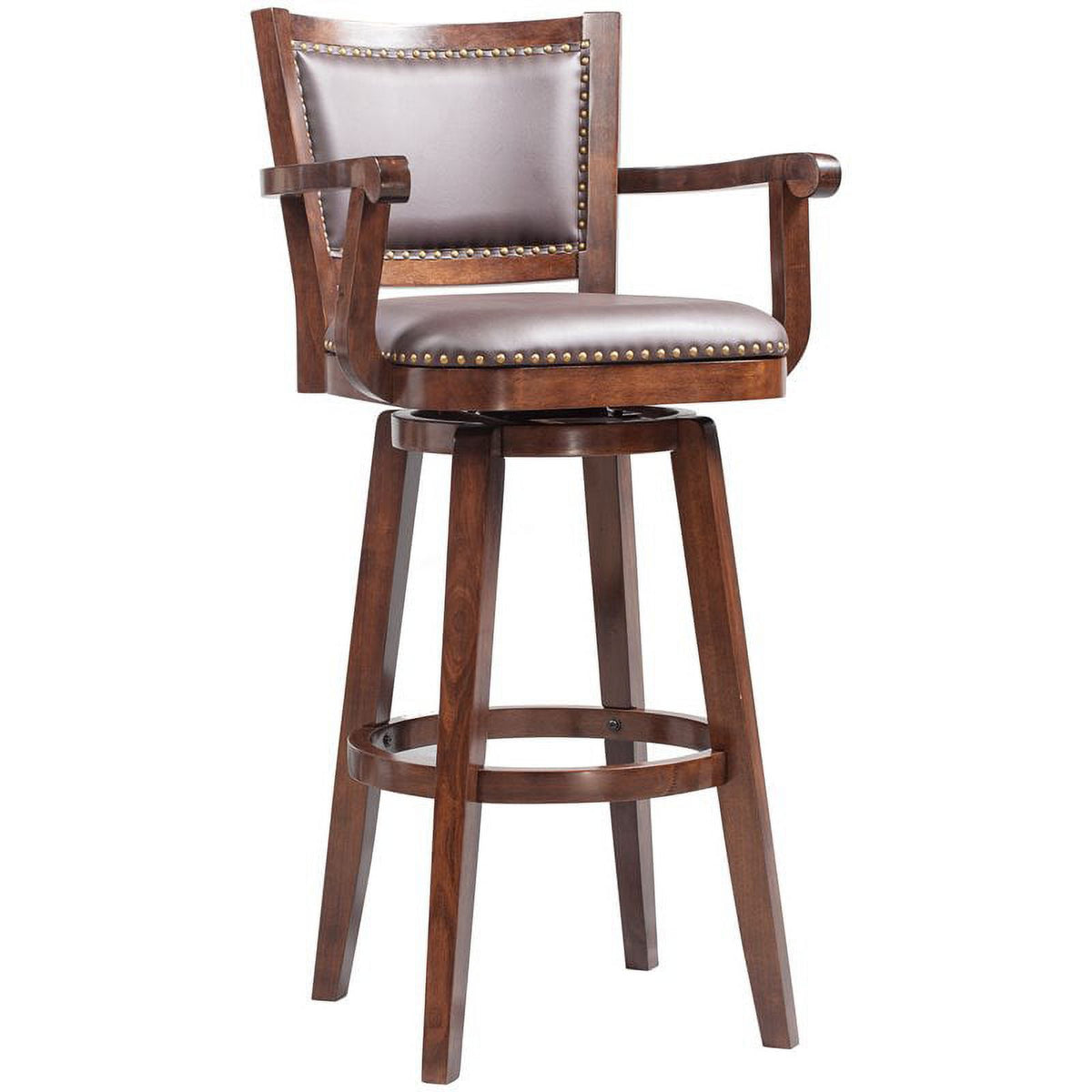 36" Swivel Extra Tall Wood Bar Stool in Cappuccino Q476