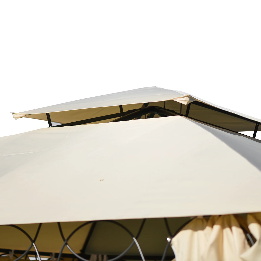 Beige Double Tiered Outdoor Patio Gazebo with UV Protection C3217