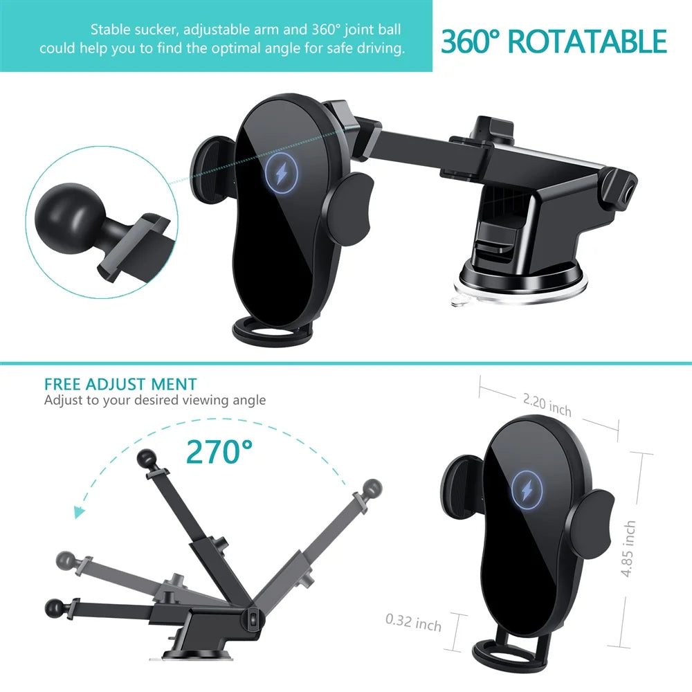 Wireless Car Charger Mount for iPhone 14/13/12/11/X/8 Series F190451