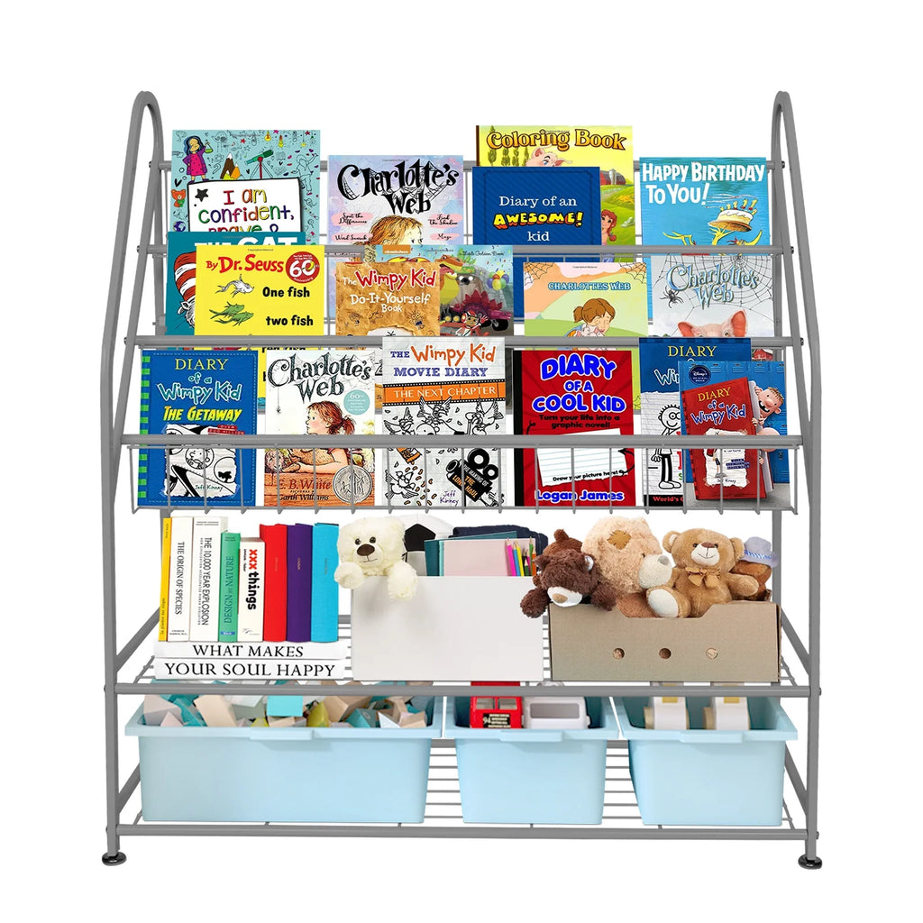 Grey Metal Kids Bookshelf 32 in R7196