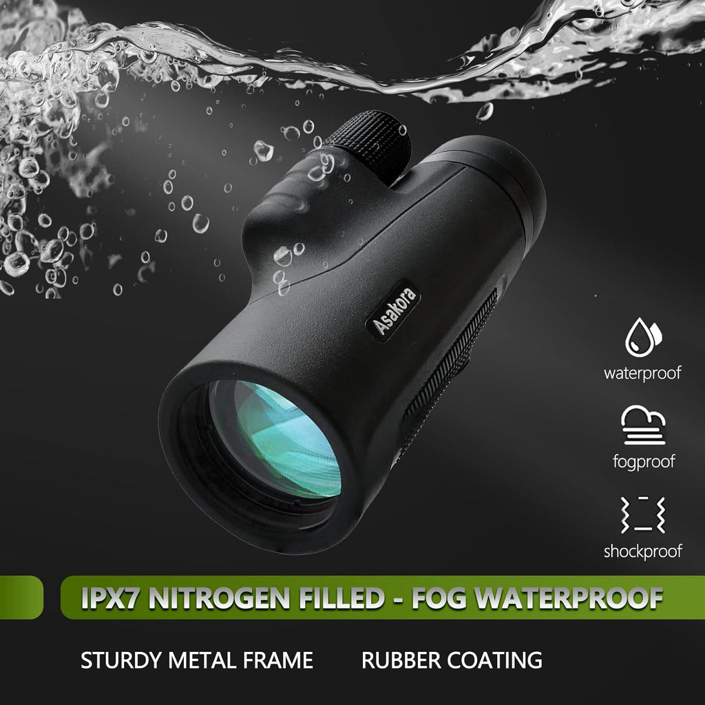 12x50 Waterproof Monocular with Smartphone Adapter & Tripod Y892199