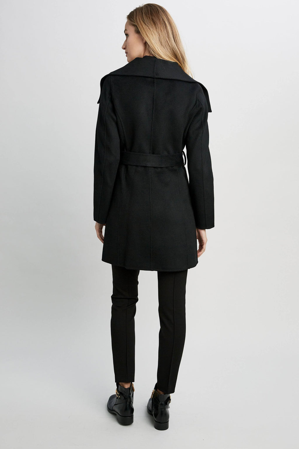 Black Belted Wrap Coat U800224