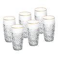 European Crystal Highball Tumbler Set of 6 16 oz Gold Rim Z142