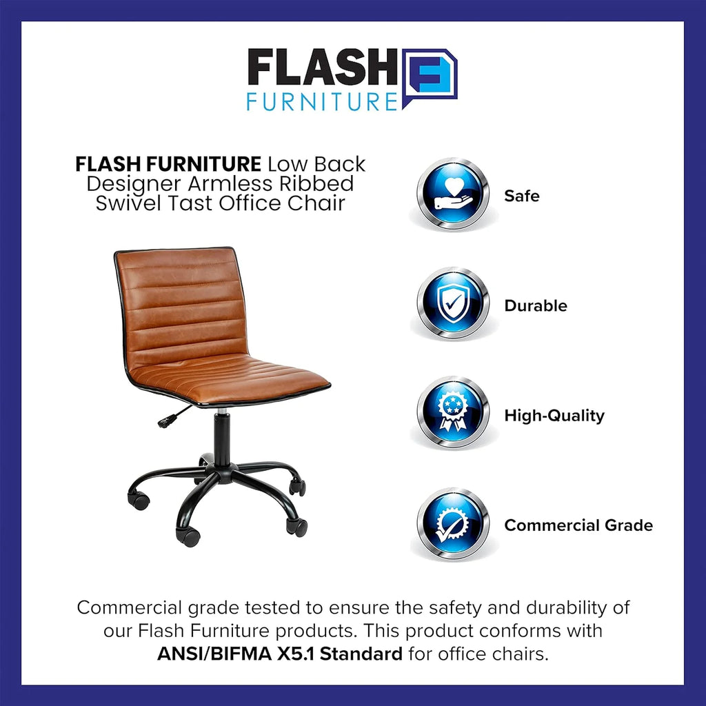 Brown Ribbed Swivel Office Chair N836