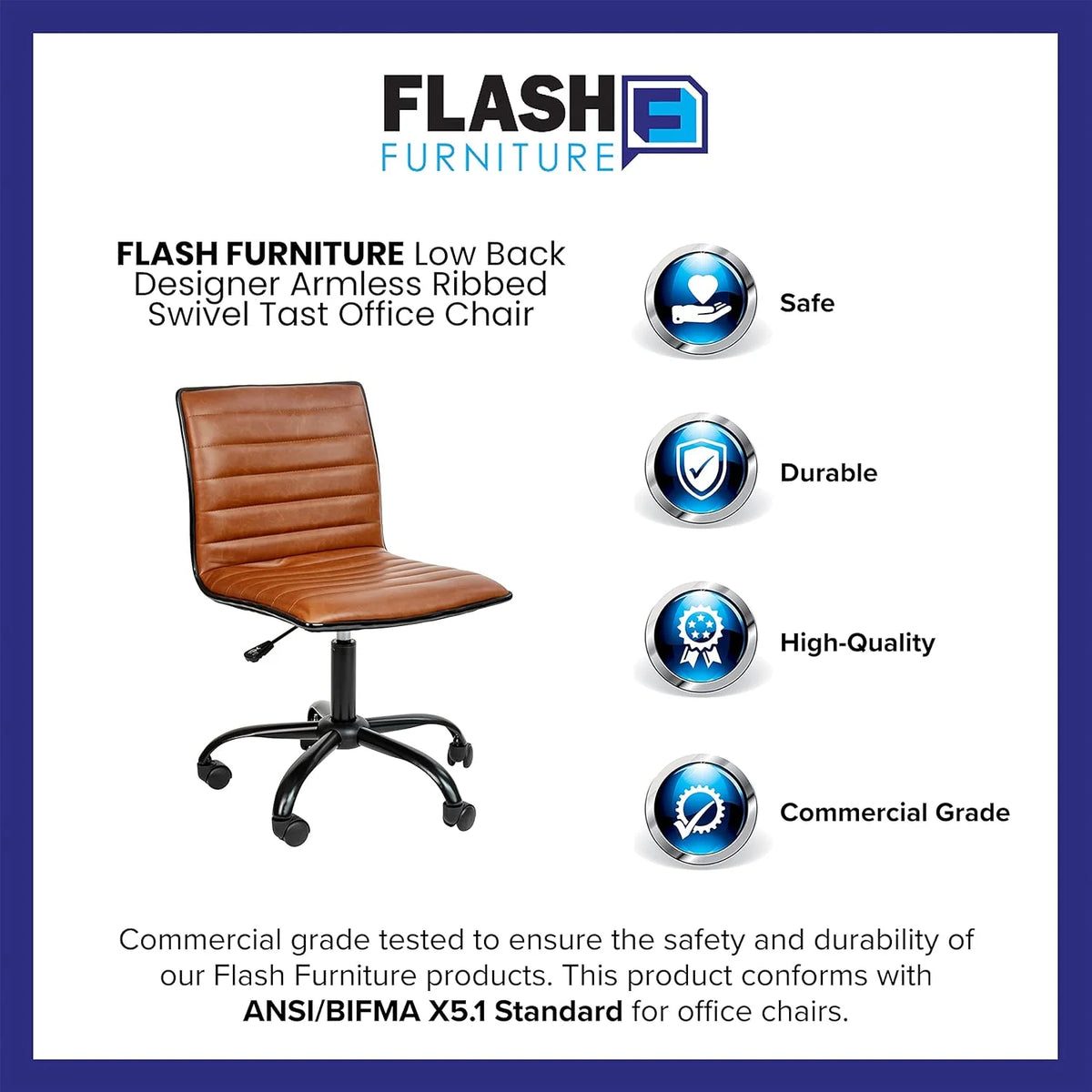 Brown Ribbed Swivel Office Chair N836