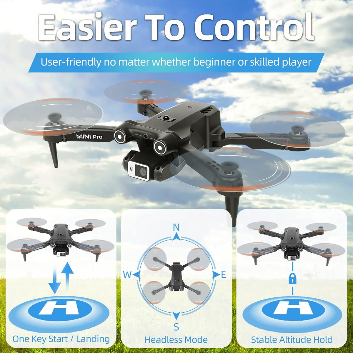 1080P HD FPV Mini Drone with Carrying Case, 2 Batteries L794
