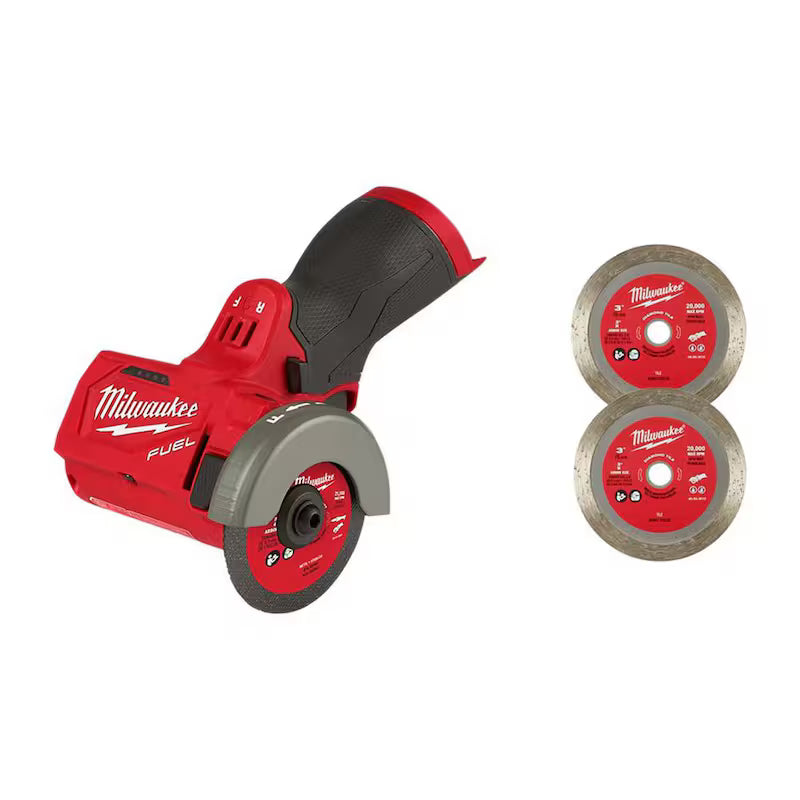 12V Brushless Cordless Cut Off Saw with 3 in. Diamond Tile Blades L550013