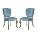Blue Velvet Wood Side Chair, Set of Two L7938